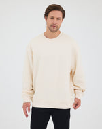 Unisex Ekru Nakışlı Bisiklet Yaka Organik Pamuk Oversize Sweatshirt