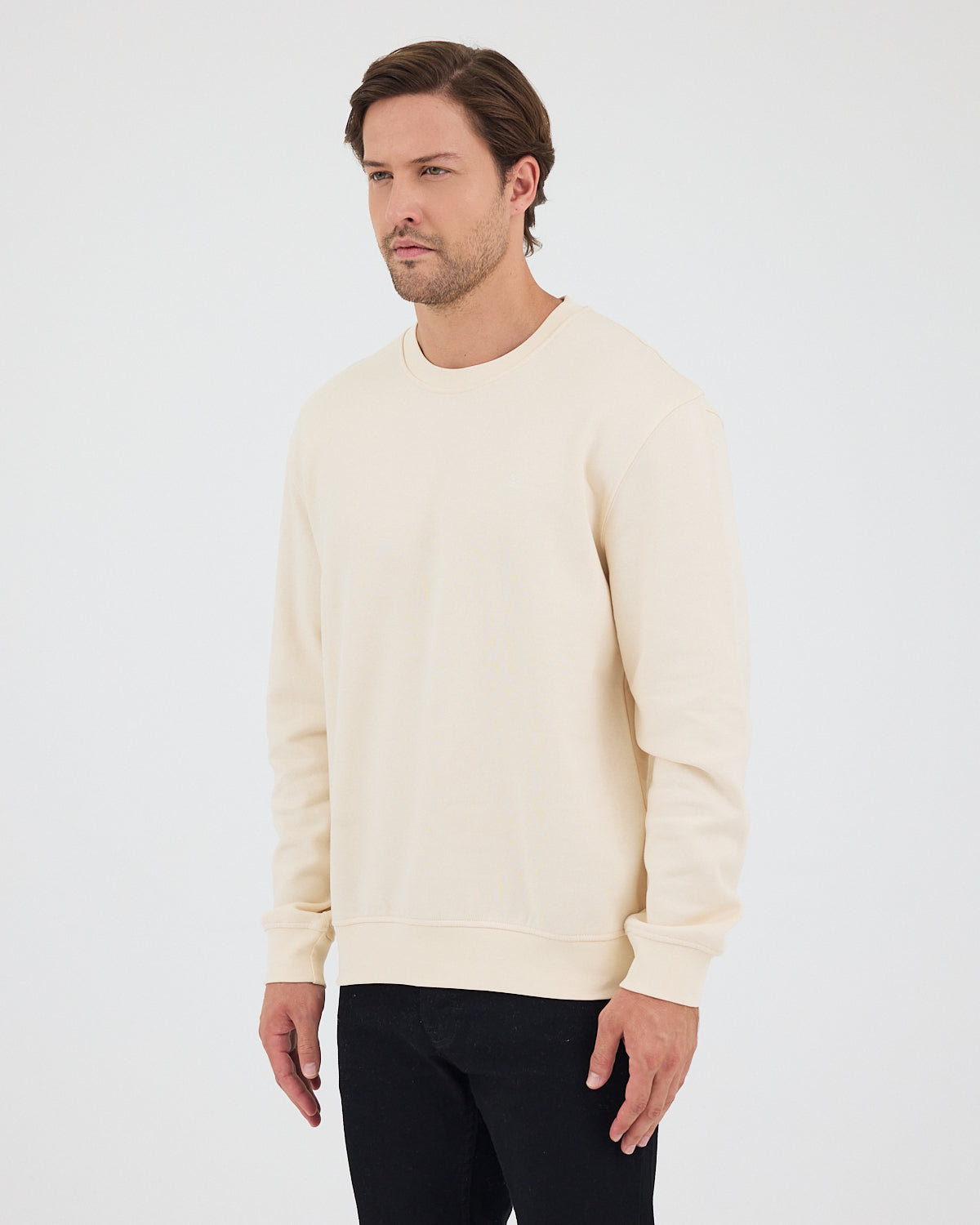 Unisex Ekru Nakışlı Standart Kalıp Organik Pamuk & Geri Dönüştürülmüş Polyester Sweatshirt