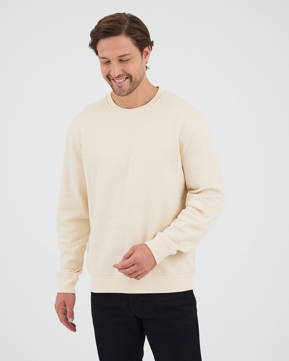 Unisex Ekru Nakışlı Standart Kalıp Organik Pamuk & Geri Dönüştürülmüş Polyester Sweatshirt