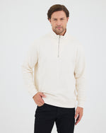 Unisex Ekru Nakışlı Organik Pamuk Yarım Fermuarlı Standart Kalıp Sweatshirt