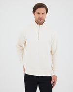 Unisex Ekru Nakışlı Organik Pamuk Yarım Fermuarlı Standart Kalıp Sweatshirt