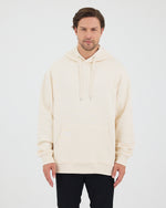 Unisex Ekru Nakışlı Kapüşonlu Organik Pamuk Oversize Sweatshirt