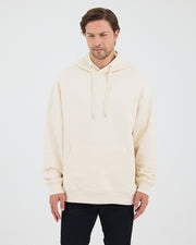 Unisex Ekru Nakışlı Kapüşonlu Organik Pamuk Oversize Sweatshirt
