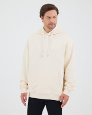 Unisex Ekru Nakışlı Kapüşonlu Organik Pamuk Oversize Sweatshirt