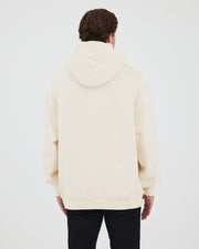 Unisex Ekru Nakışlı Kapüşonlu Organik Pamuk Oversize Sweatshirt