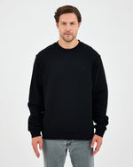 Unisex Black Embroidered Relaxed Fit Organic Cotton Sweatshirt -1011103