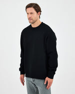 Unisex Black Embroidered Relaxed Fit Organic Cotton Sweatshirt -1011103