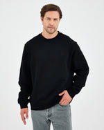 Unisex Black Embroidered Relaxed Fit Organic Cotton Sweatshirt -1011103