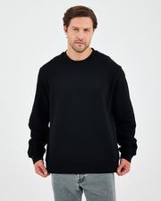 Unisex Black Embroidered Relaxed Fit Organic Cotton Sweatshirt -1011103