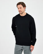 Unisex Black Embroidered Relaxed Fit Organic Cotton Sweatshirt -1011103