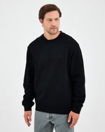 Unisex Black Embroidered Relaxed Fit Organic Cotton Sweatshirt -1011103