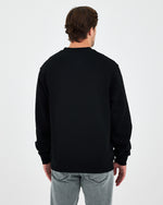 Unisex Black Embroidered Relaxed Fit Organic Cotton Sweatshirt -1011103