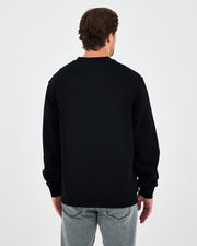 Unisex Black Embroidered Relaxed Fit Organic Cotton Sweatshirt -1011103