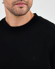 Unisex Black Embroidered Relaxed Fit Organic Cotton Sweatshirt -1011103