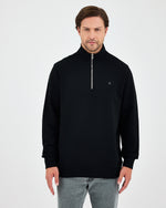 Unisex Siyah Gümüş Nakış Standart Kalıp Organik Pamuk Yarım Fermuarlı Sweatshirt