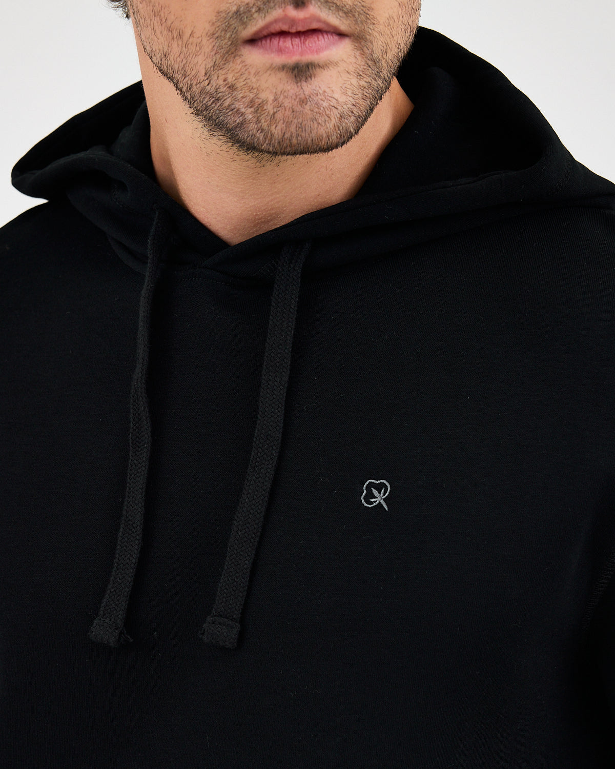 Unisex Silver Embroidered Hooded Organic Cotton Recycled Polyester Standard Fit Sweatshirt-1011003
