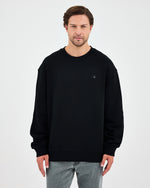 Unisex Siyah Gümüş Nakışlı Oversize Kalıp Organik Pamuklu Sweatshirt