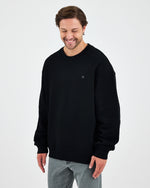 Unisex Siyah Gümüş Nakışlı Oversize Kalıp Organik Pamuklu Sweatshirt