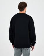 Unisex Siyah Gümüş Nakışlı Oversize Kalıp Organik Pamuklu Sweatshirt