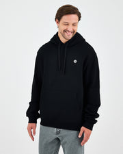 Unisex Siyah Beyaz Aplike Logo Organik Pamuk Standart Kesim Kapüşonlu Sweatshirt
