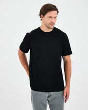 Unisex Siyah Nakışlı Standart Kalıp BCI Sertifikalı Pamuklu T-Shirt