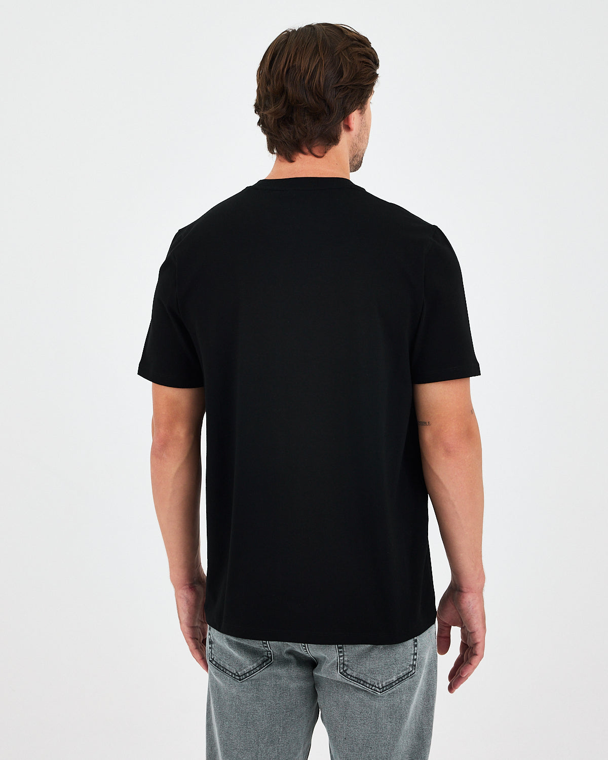 Unisex Siyah Nakışlı Standart Kalıp BCI Sertifikalı Pamuklu T-Shirt