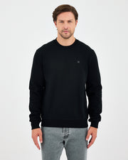 Unisex Siyah Gümüş Nakış Standart Kalıp Organik Pamuklu Sweatshirt