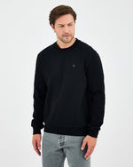 Unisex Siyah Gümüş Nakış Standart Kalıp Organik Pamuklu Sweatshirt