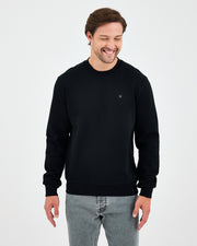 Unisex Siyah Gümüş Nakış Standart Kalıp Organik Pamuklu Sweatshirt