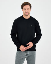 Unisex Siyah Gümüş Nakış Standart Kalıp Organik Pamuklu Sweatshirt