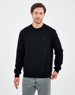 Unisex Siyah Gümüş Nakış Standart Kalıp Organik Pamuklu Sweatshirt
