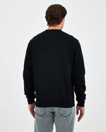 Unisex Siyah Gümüş Nakış Standart Kalıp Organik Pamuklu Sweatshirt