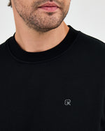 Unisex Siyah Gümüş Nakış Standart Kalıp Organik Pamuklu Sweatshirt
