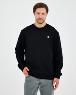 Unisex Siyah Beyaz Aplike Logo Organik Pamuk Rahat Kalıp Bisiklet Yaka Sweatshirt