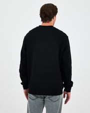 Unisex Siyah Beyaz Aplike Logo Organik Pamuk Rahat Kalıp Bisiklet Yaka Sweatshirt