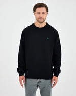 Unisex Siyah Yeşil Nakışlı Bisiklet Yaka Organik Pamuk Rahat Kalıp Sweatshirt