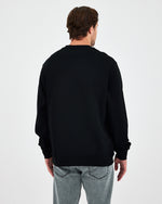 Unisex Siyah Yeşil Nakışlı Bisiklet Yaka Organik Pamuk Rahat Kalıp Sweatshirt