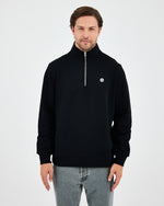 Unisex White Applique Logo Organic Cotton Standard Fit Half-Zip Sweatshirt - 1031603