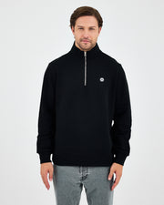 Unisex White Applique Logo Organic Cotton Standard Fit Half-Zip Sweatshirt - 1031603
