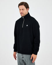 Unisex White Applique Logo Organic Cotton Standard Fit Half-Zip Sweatshirt - 1031603