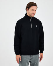 Unisex White Applique Logo Organic Cotton Standard Fit Half-Zip Sweatshirt - 1031603
