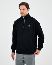 Unisex White Applique Logo Organic Cotton Standard Fit Half-Zip Sweatshirt - 1031603