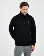 Unisex White Applique Logo Organic Cotton Standard Fit Half-Zip Sweatshirt - 1031603