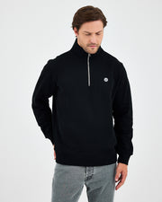 Unisex White Applique Logo Organic Cotton Standard Fit Half-Zip Sweatshirt - 1031603