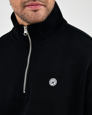 Unisex White Applique Logo Organic Cotton Standard Fit Half-Zip Sweatshirt - 1031603