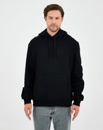 Unisex Black Embroidered Hooded Organic Cotton Standard Fit Sweatshirt -1011203