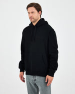 Unisex Black Embroidered Hooded Organic Cotton Standard Fit Sweatshirt -1011203