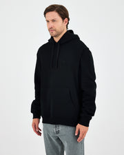 Unisex Black Embroidered Hooded Organic Cotton Standard Fit Sweatshirt -1011203