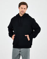 Unisex Black Embroidered Hooded Organic Cotton Standard Fit Sweatshirt -1011203