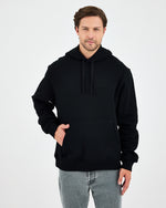 Unisex Black Embroidered Hooded Organic Cotton Standard Fit Sweatshirt -1011203